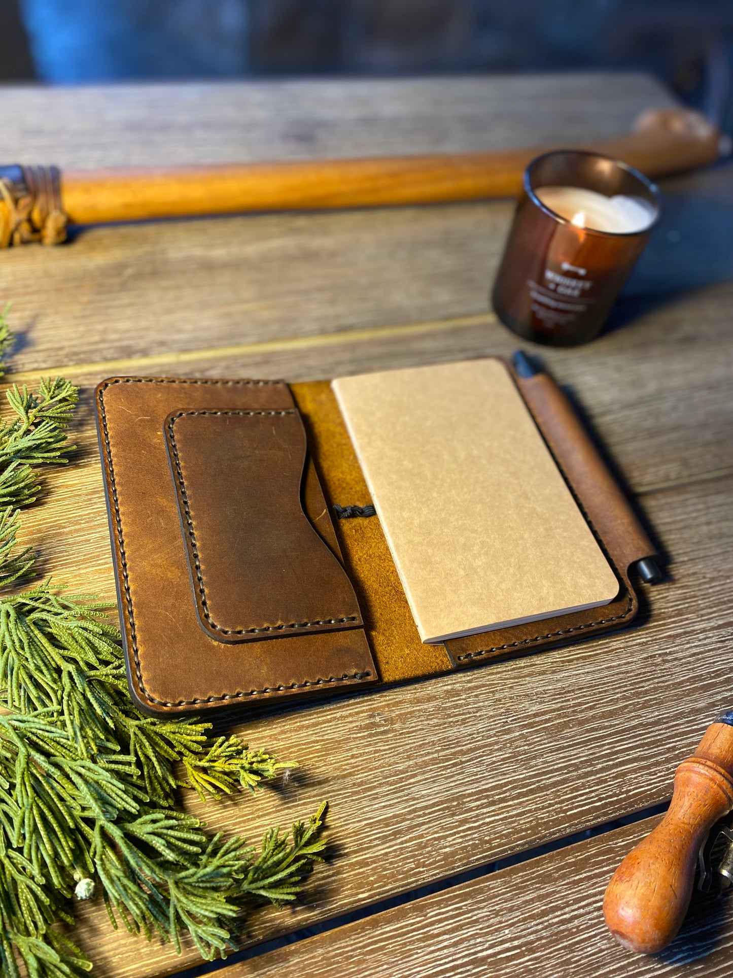 Leather Notebook Cover - Horween Dublin Leather - Pocket Sized Notebook