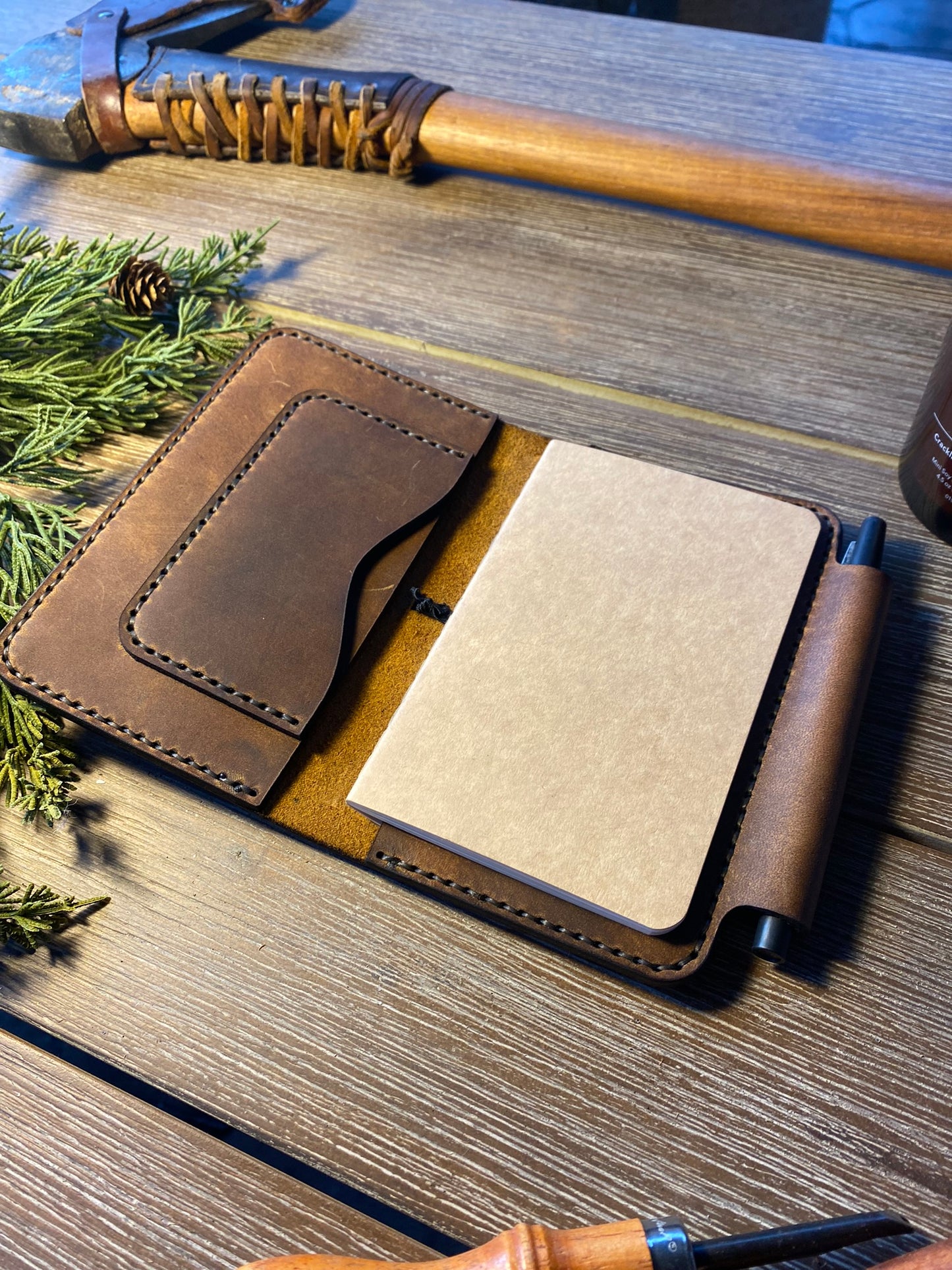 Leather Notebook Cover - Horween Dublin Leather - Pocket Sized Notebook