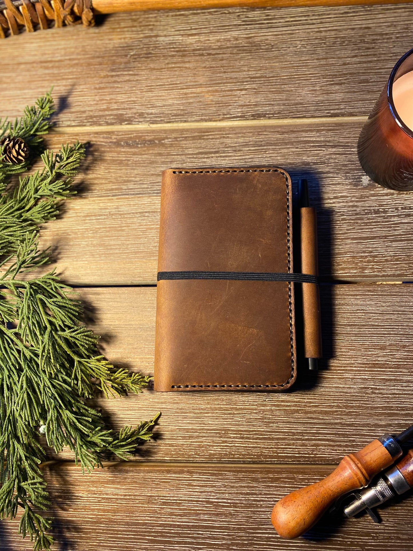 Leather Notebook Cover - Horween Dublin Leather - Pocket Sized Notebook