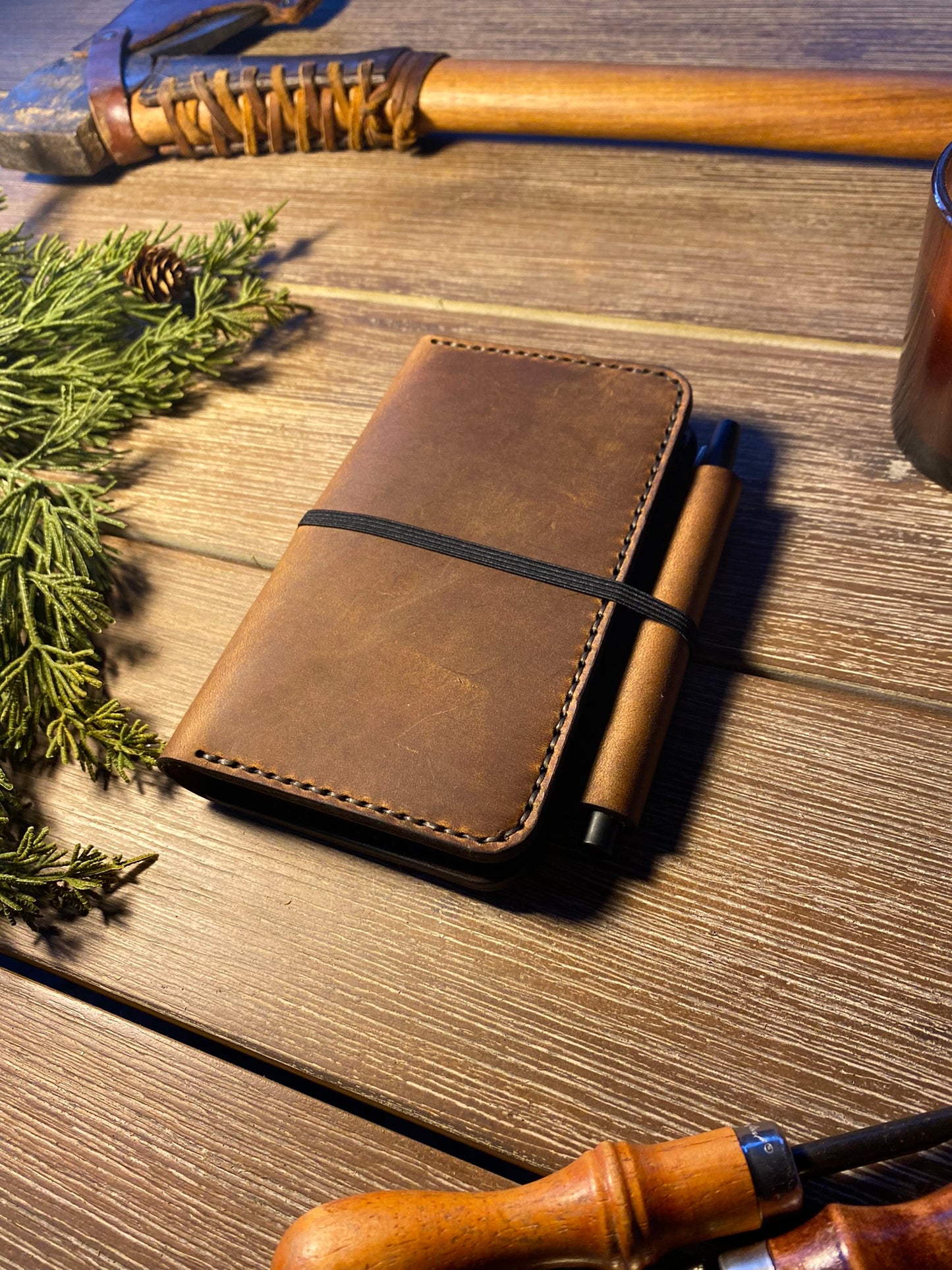 Leather Notebook Cover - Horween Dublin Leather - Pocket Sized Notebook