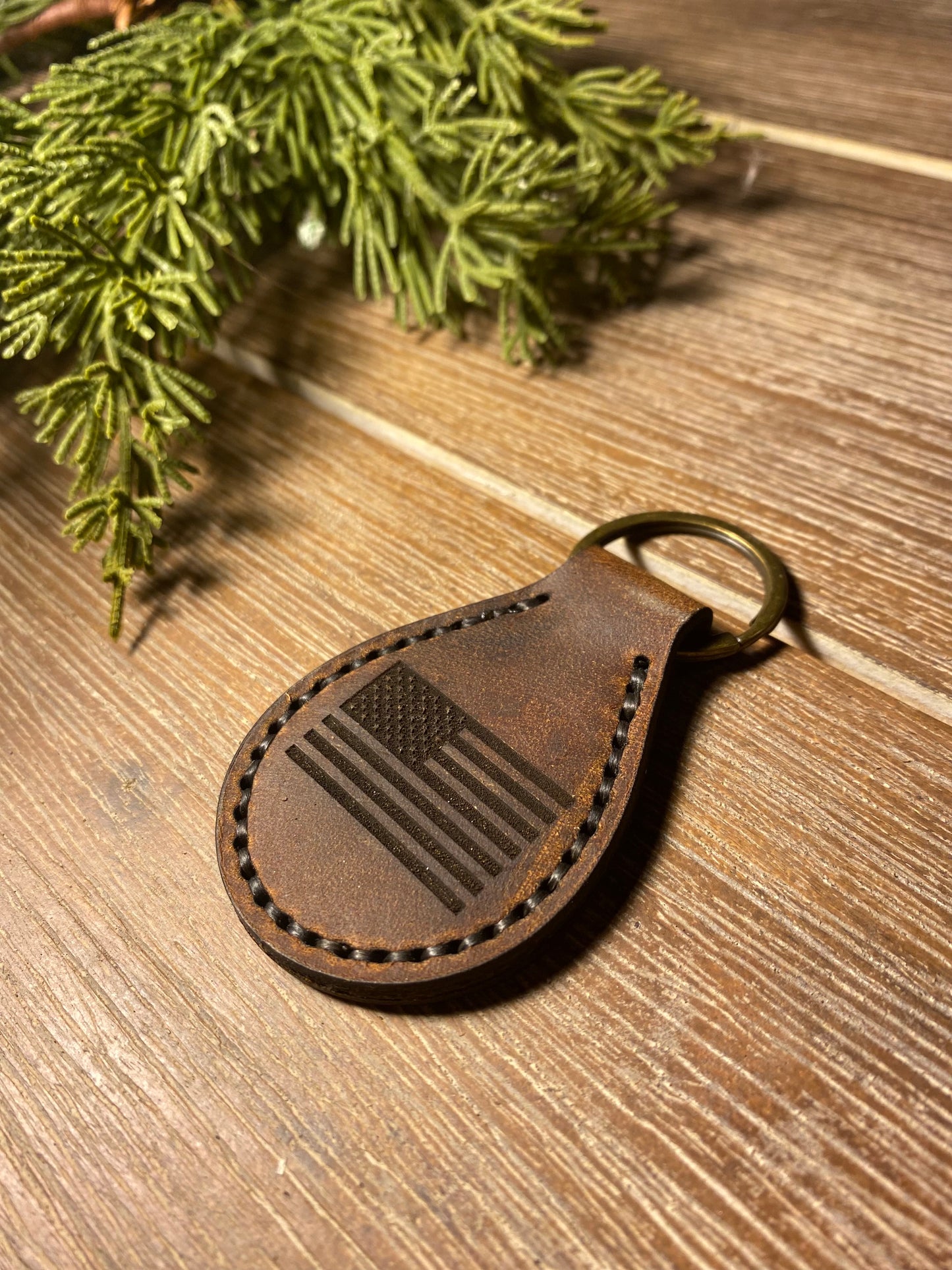 Leather Key Chain - Horween Dublin Leather - Branded